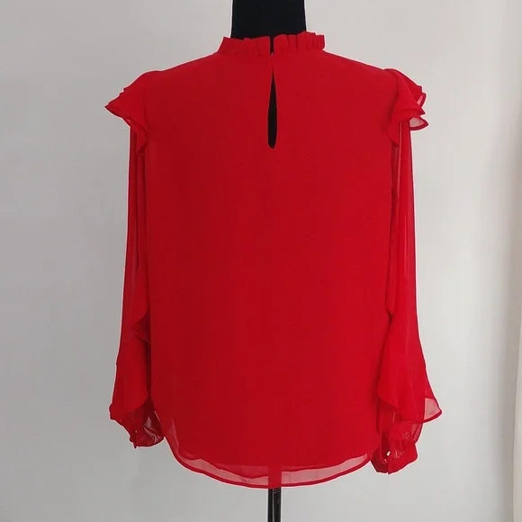 Ann Taylor Ruffle Sleeve Mock Neck Top - Picture 8 of 12